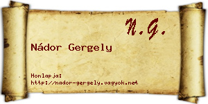 Nádor Gergely névjegykártya